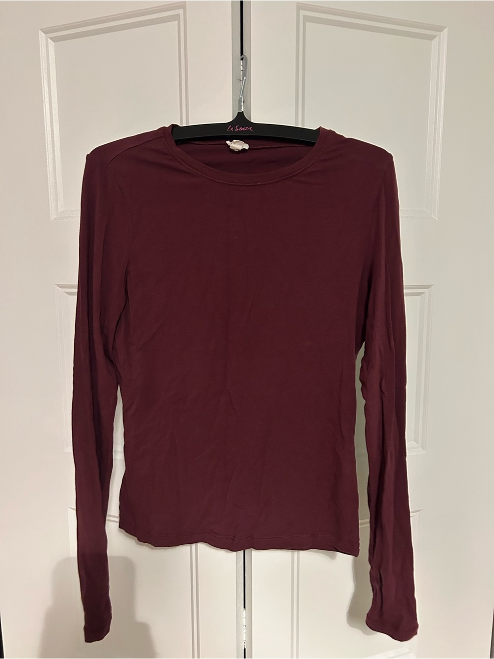 Garage Long Sleeve Crewneck Top - Burgundy